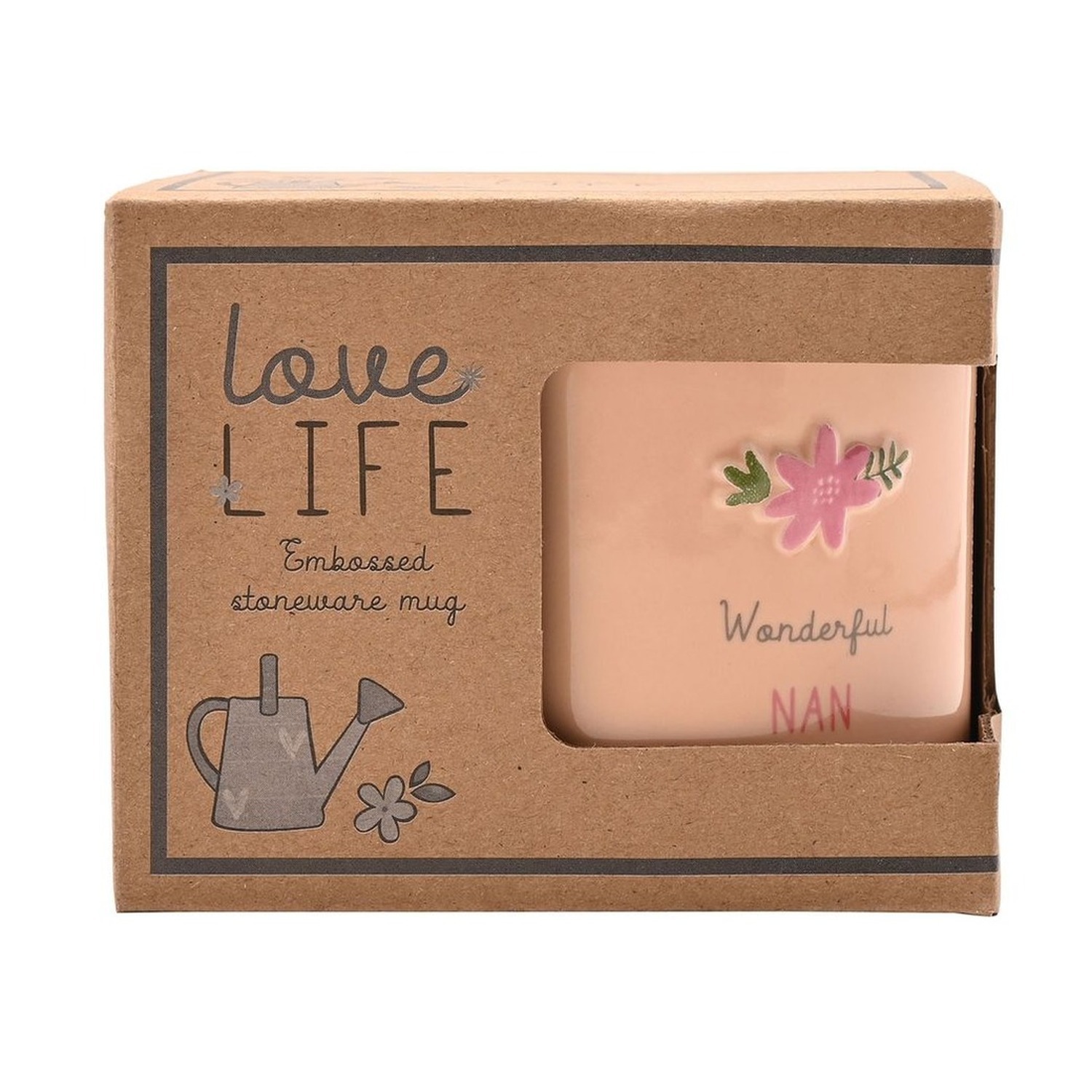 Uniqueful Love Life Embossed Flower Mug - Image 1